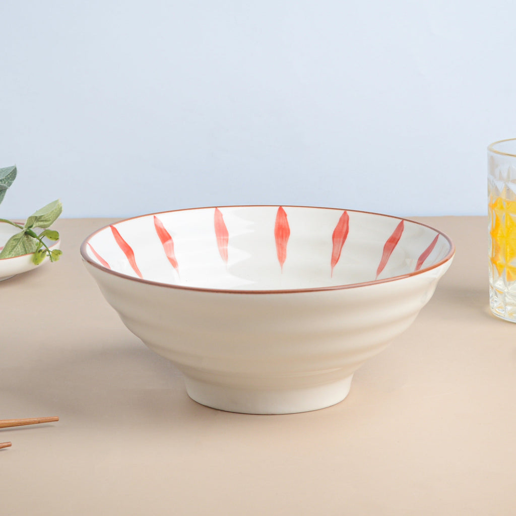 Teardrop Textured Ramen Bowl Red 550 ml Nestasia