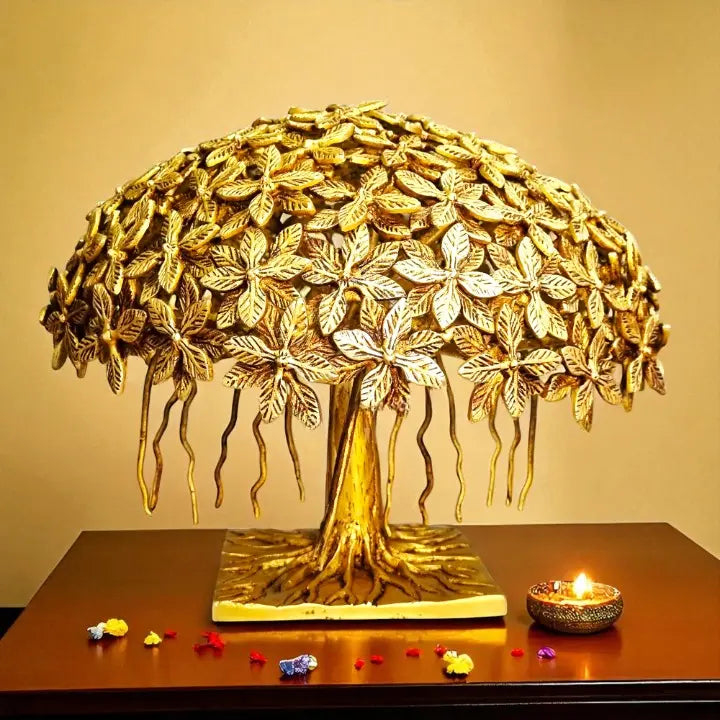 "Pure Brass Tree Table Decor | "Luxury Brass Tree Table Sculpture | "Premium Brass Tree Figurine | (Yellow 12 inch)