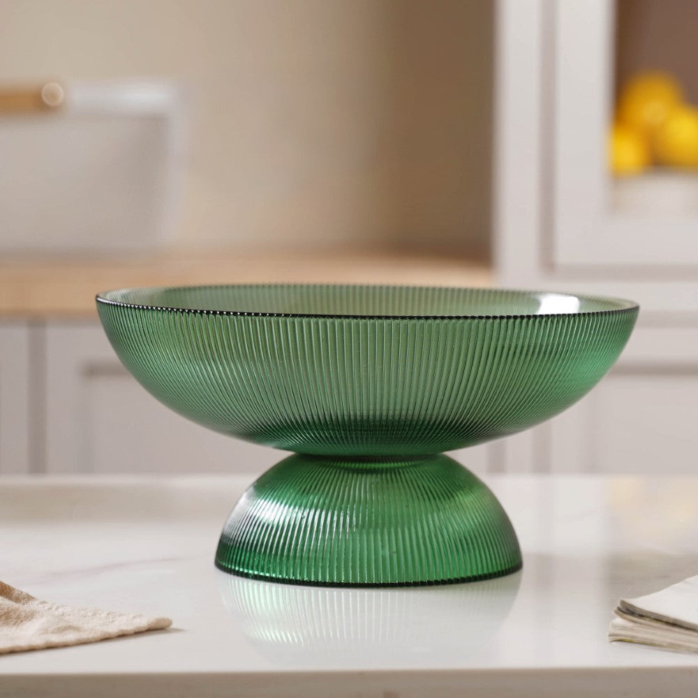 Ribbed Emerald Fruit Bowl Large Nestasia
