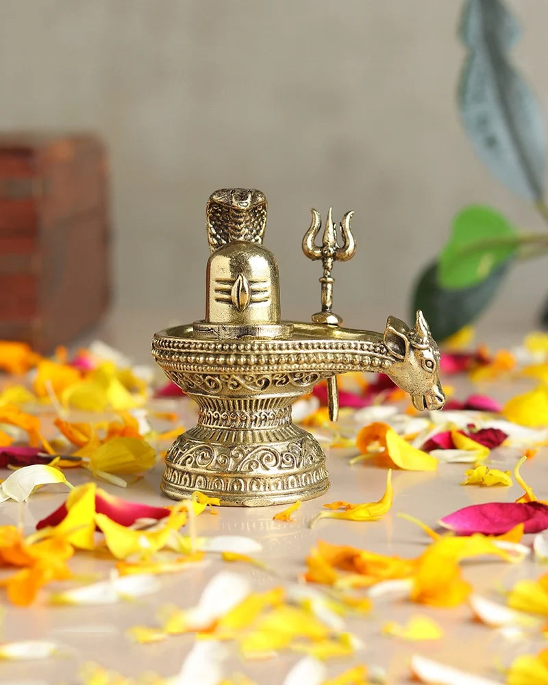 Decorative Brass Shivling Idol for Mandir and Home Pooja