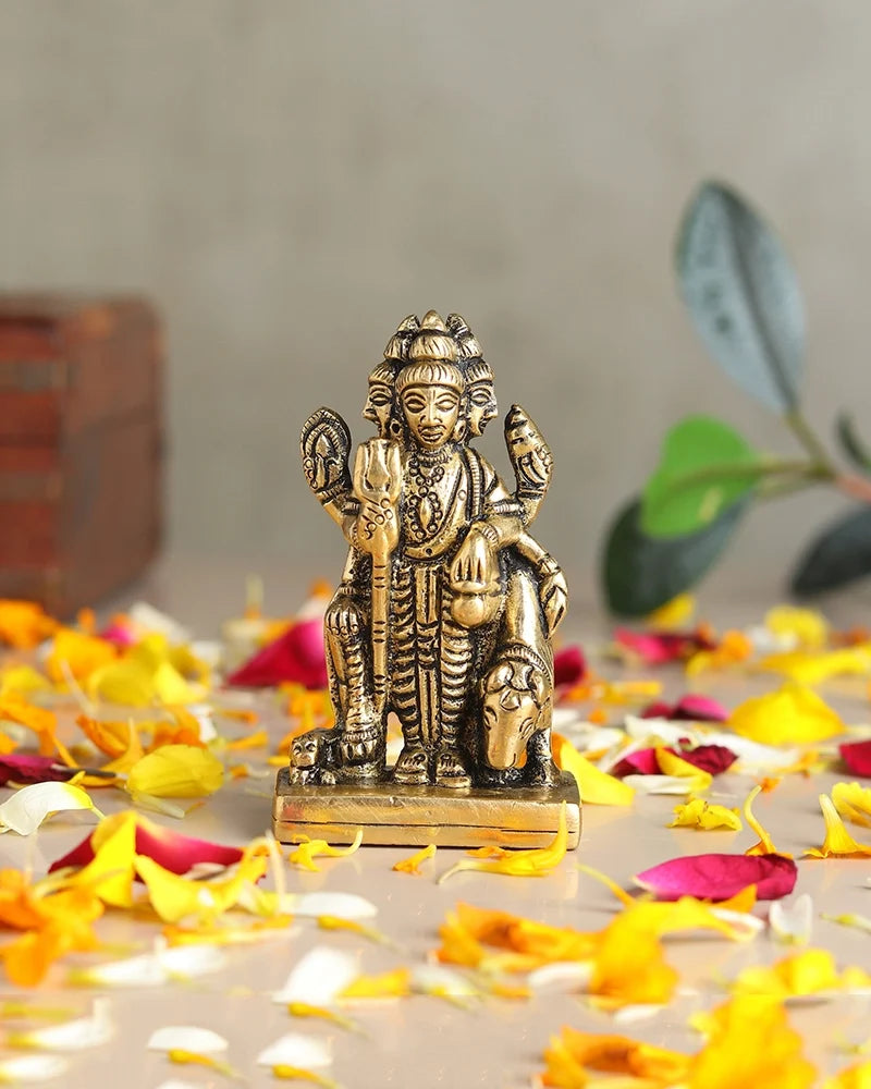 Brass Dattatreya Murti for Pooja Room Home Temple Decorative Idol