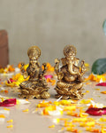 Pure Brass Laxmi Ganesh Idol Set Traditional Brass Pooja Idol
