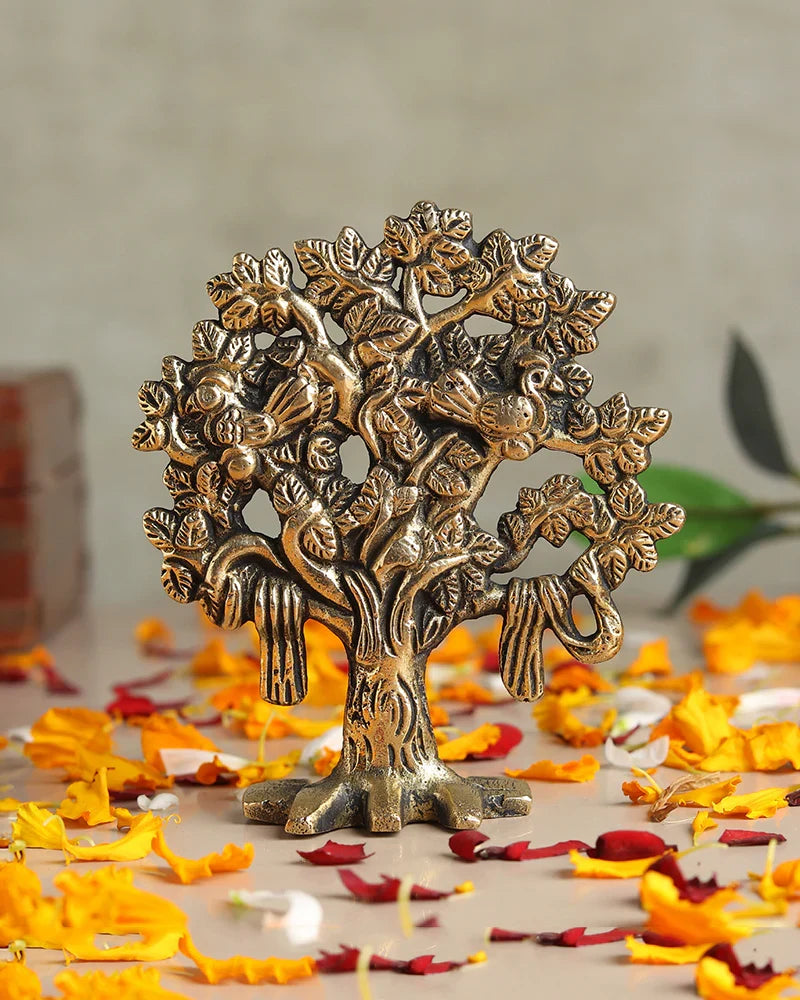 Pure Brass Kalpavriksha (Tree of Life) Idol for Home Temple & Pooja Room