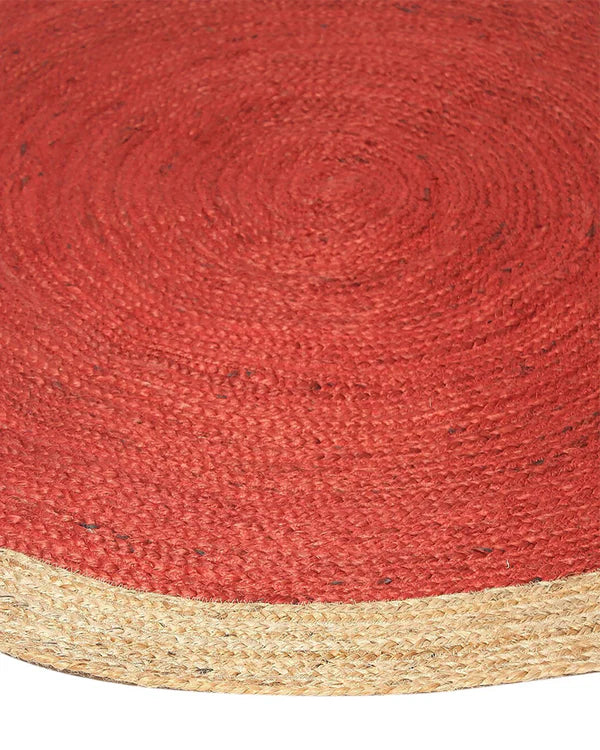 Handwoven Natural Round Jute Carpet For Living Room