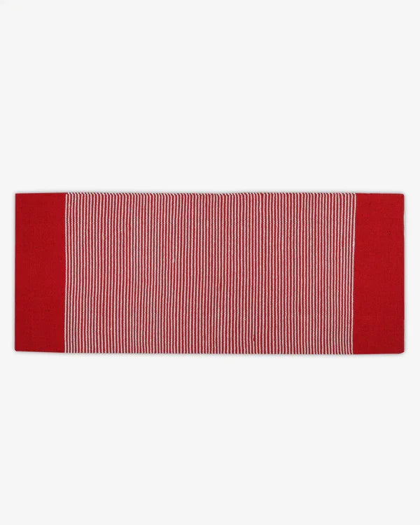 Natural Red Handloom Cotton Bedside Runner For Bedroom And Living Area