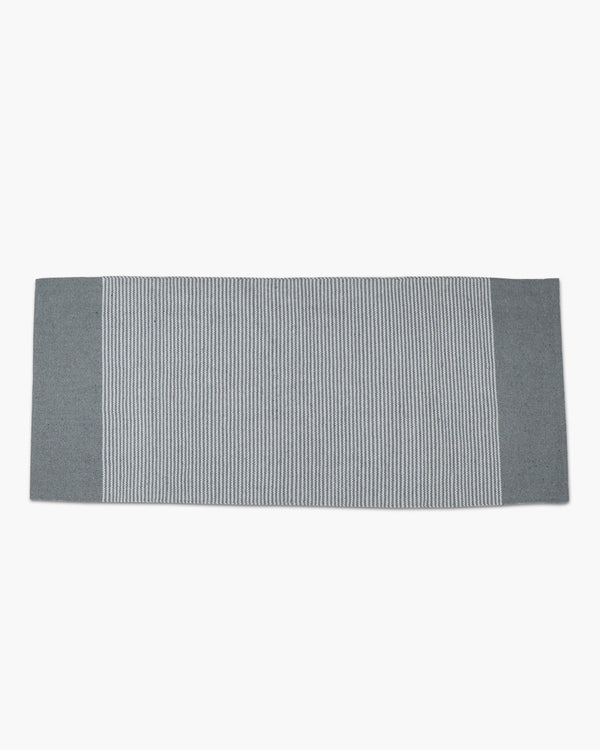 Natural Grey Handloom Cotton Bedside Runner For Bedroom And Living Area