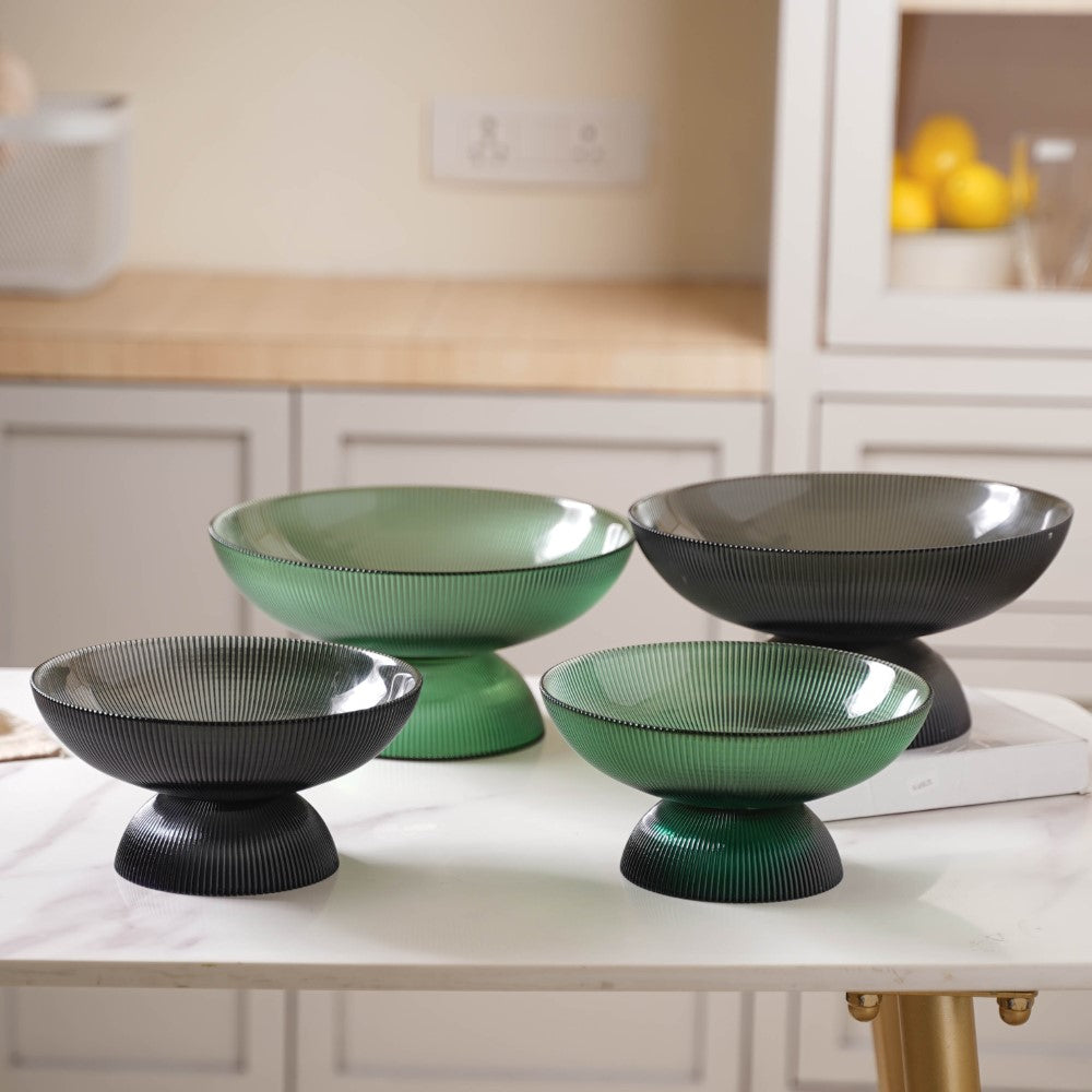 Ribbed Emerald Fruit Bowl Large Nestasia