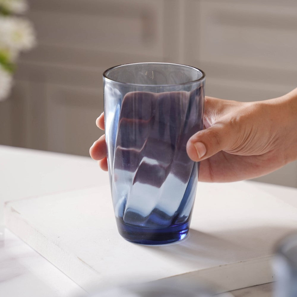 Blue Swirl Drinking Glass Set of 6 Nestasia