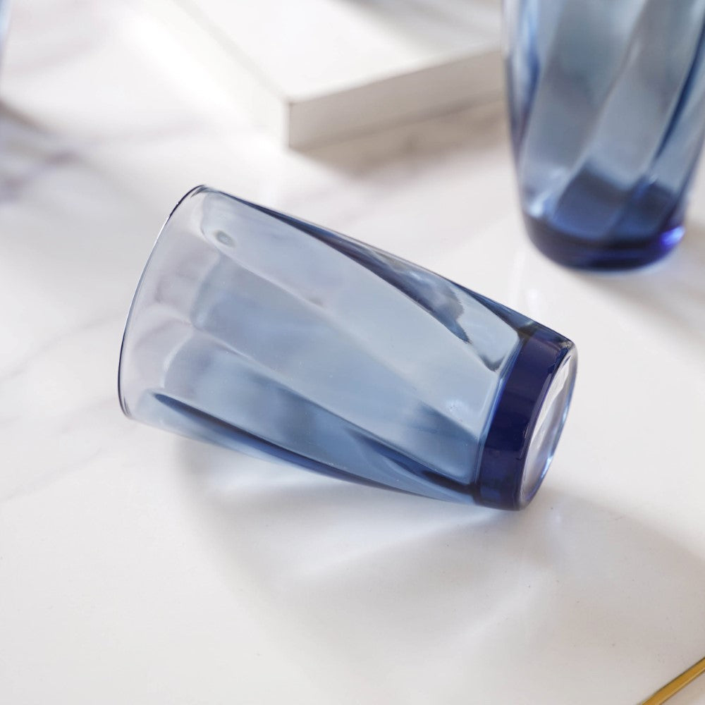 Blue Swirl Drinking Glass Set of 6 Nestasia