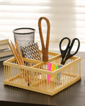 Multi-Purpose Bamboo Spoon Stand Caddy - Kitchen and Table Organiser