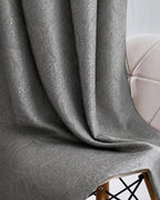 Velvet Eyelet Door Curtain (Grey, Textured, 7 ft)