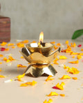 Brass Lotus Diya for Pooja Room & Home Temple Decor (Gold)