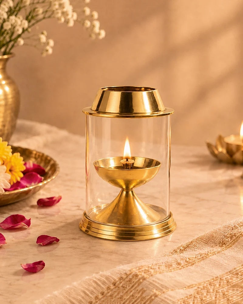 Brass Akhand Jyot Diya for Pooja Room, Mandir & Home Decoration