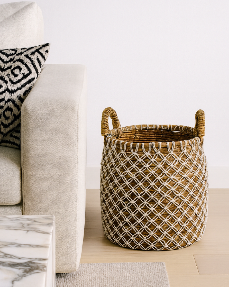 Rattan Basket for Clothes, Toys and Blanket Storage