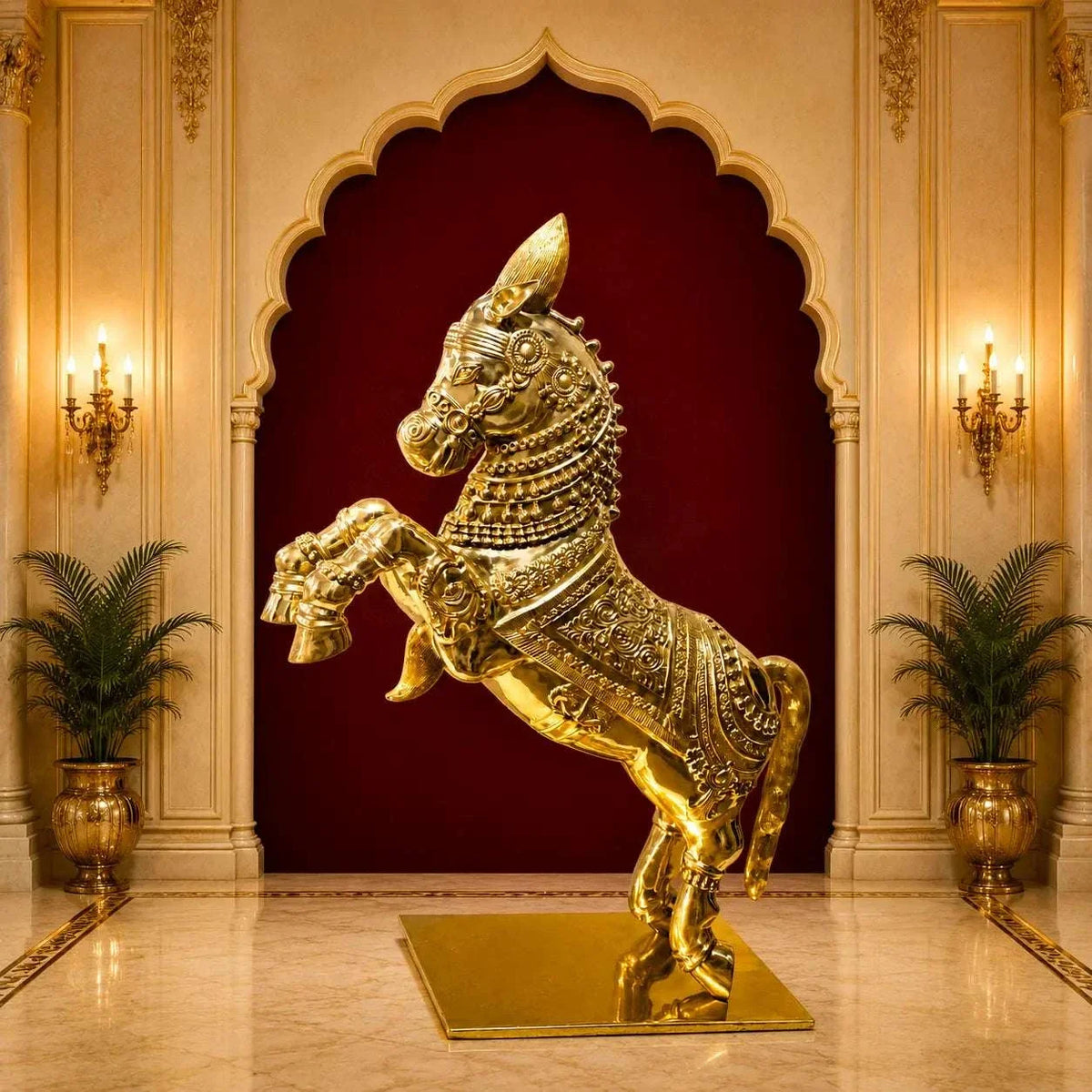 Brass Jumping Horse Statue (48 Inch) Vedansh Craft