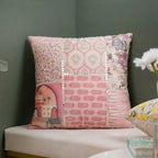 Valencia Velvet Cushion Cover With Mirrorwork Pink 16 x 16 Inch Nestasia