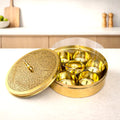 Brass Etched Floral Masala Daani / Spice Box (2.5 Inch) Vedansh Craft