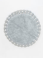 Soft Beige Handloom Cotton Round Bath Mat For Home