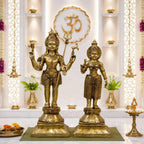 Brass Standing Shiva Parvati Idol Set (34 Inch) Vedansh Craft