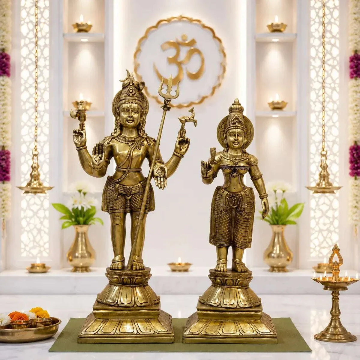 Brass Standing Shiva Parvati Idol Set (34 Inch) Vedansh Craft