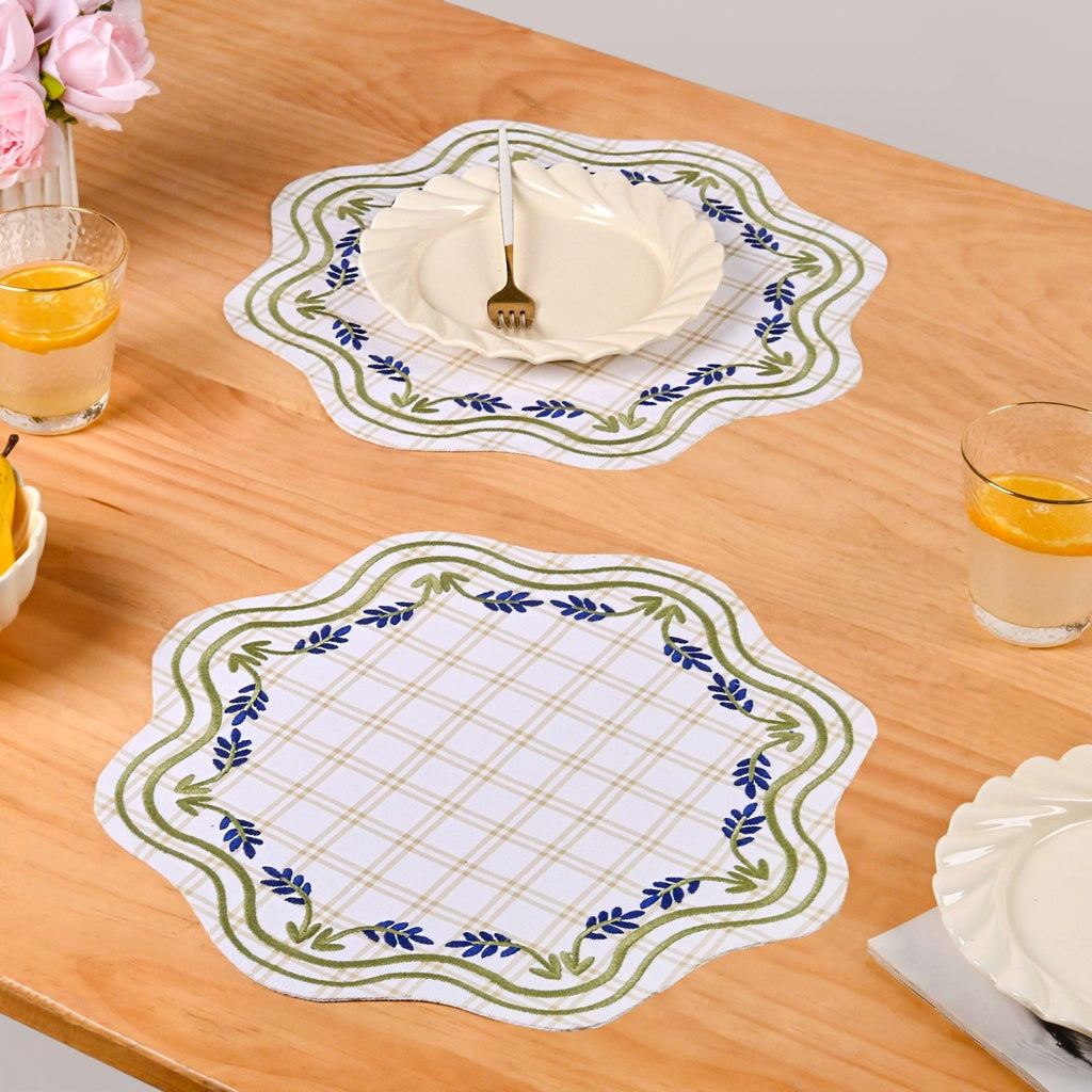 Blue Ivy Cotton Embroidered Table Mat Set Of 6 Nestasia