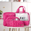 Travel Bag & Pouch Set Of 4 Pink Nestasia