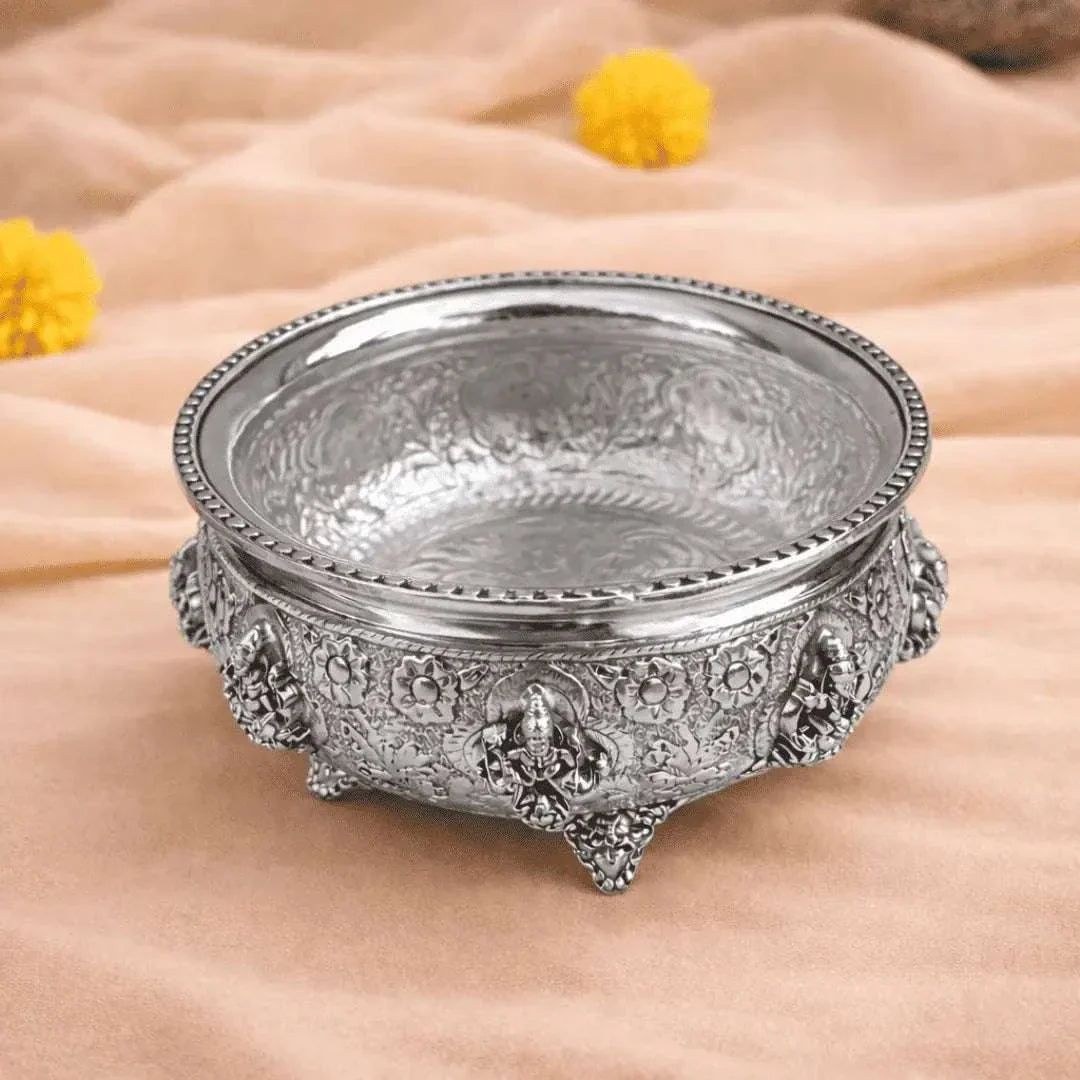German Silver Ashtalakshmi Urli (4 Inch) Vedansh Craft