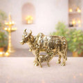 Brass Lightweight Kamdhenu Cow With Calf Idol (4 Inch) Vedansh Craft