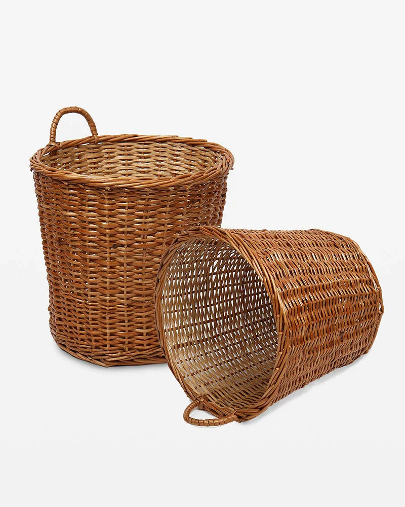 Set of 2 Multipurpose Wicker Basket – Ideal for Plants, Storage, or Use as a Dustbin