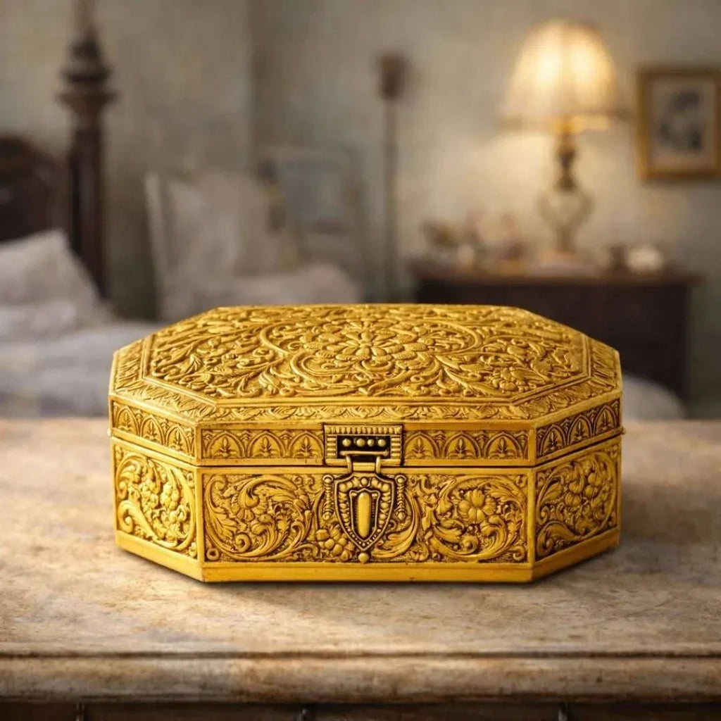 Brass Handcrafted Jewellery Box (3 Inch) Vedansh Craft