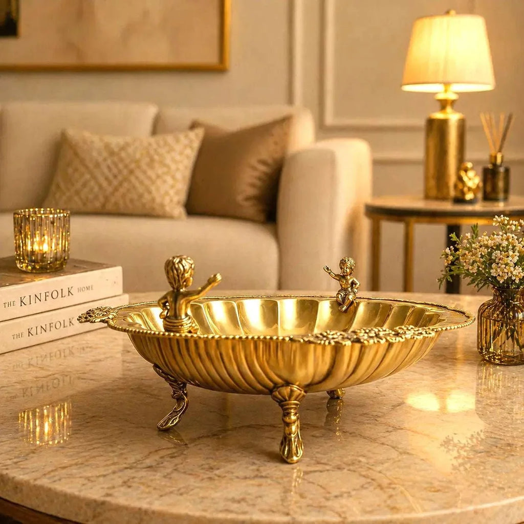 Brass Shell Shaped Decorative Serving Tray / Bowl (13 Inch) Vedansh Craft