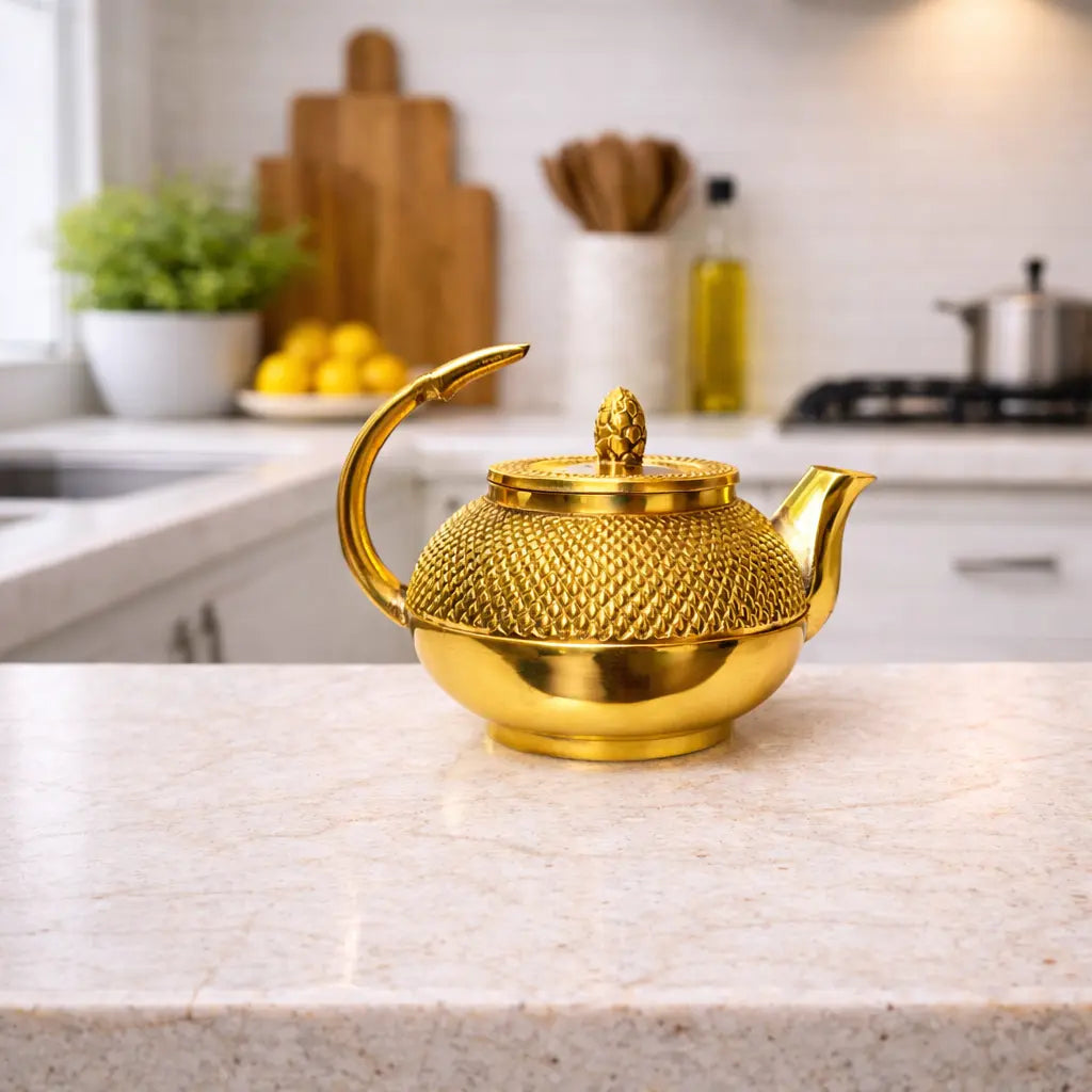 Brass Tea Pot/Kettle With Handle Vedansh Craft