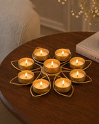 Gold Lotus Flower Tea Light Holder for Living Room and Pooja Room
