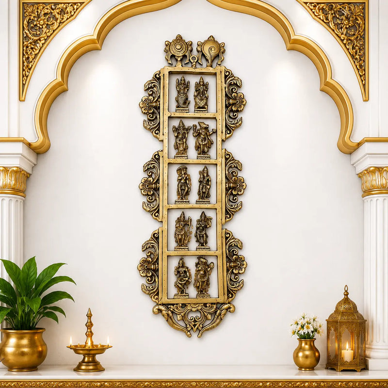 Brass Dashavatara / Vishnu Avatar Wall Hanging (28.5 Inch) Vedansh Craft
