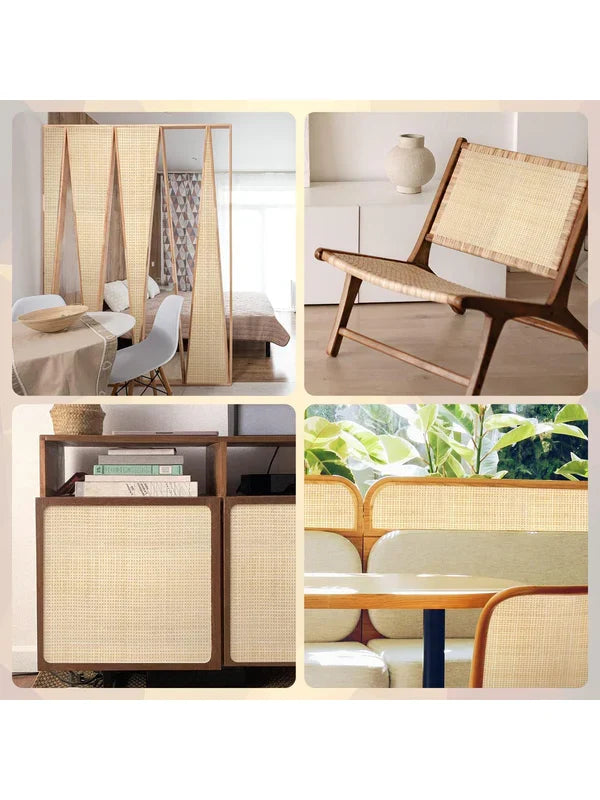 Natural Cane Webbing Roll for Chair, Cabinet, and Crafting Use