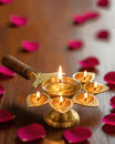 100% Pure Brass Panchdeep Aarti Diya for Pooja Room, Spiritual Puja