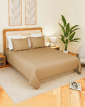 Brown Cotton Bedsheet 300 TC King Size Double Bed Sheet with Pillow Covers