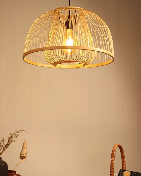 Rustic Bamboo Hanging Lamp for Home Decor