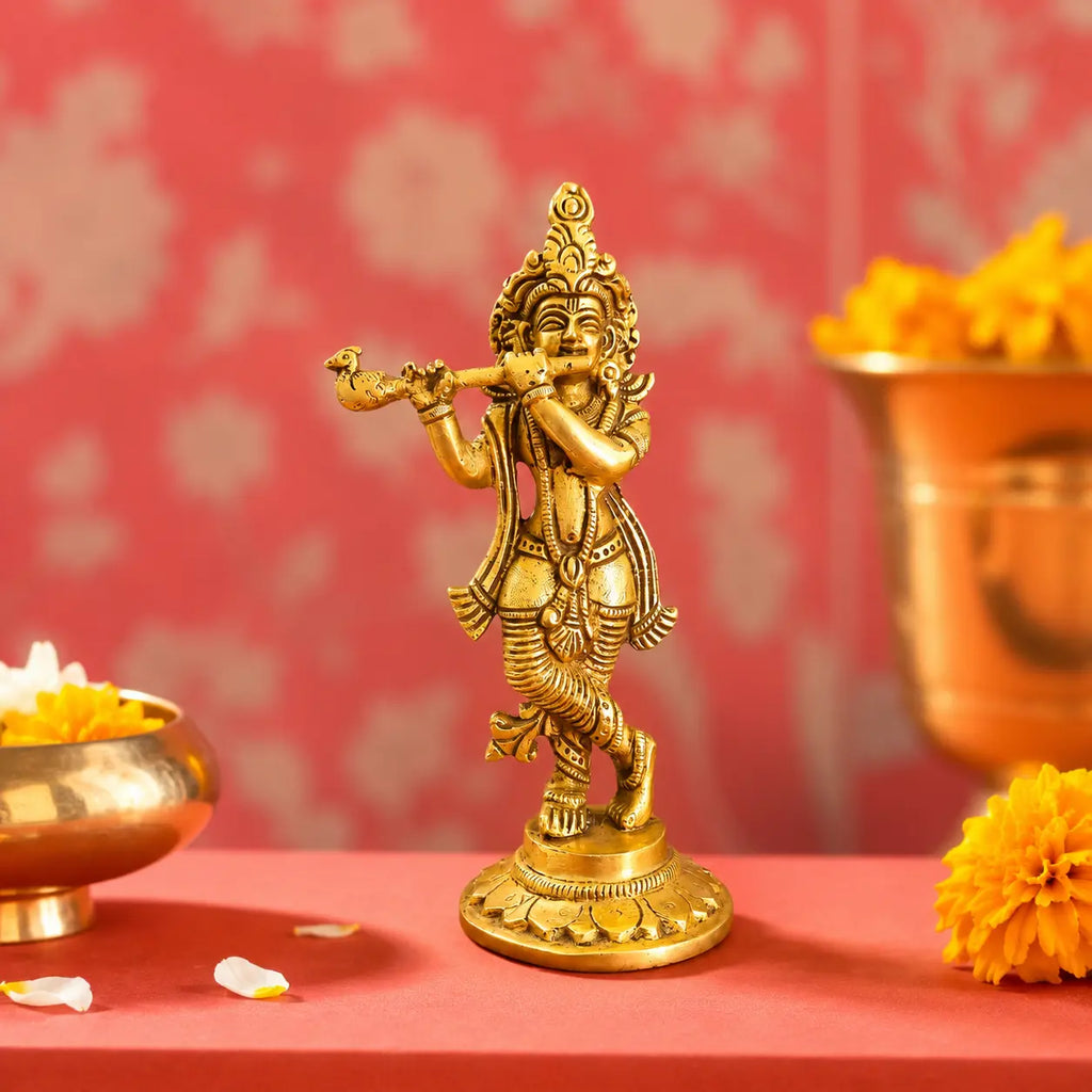 Brass Standing Krishna Idol (6.5 Inch) Vedansh Craft