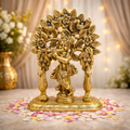Brass Lord Krishna Standing Statue With Tree And Peacock (5 Inch) Vedansh Craft
