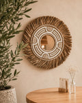 Sustainable Beaded Grass Tribal Geometric Wall Mirror