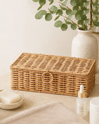 Cane Storage Box with Lid for Wardrobe & Bathroom Storage
