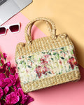 Handmade Seagrass Picnic Basket with Lid for Outdoor Dining & Travel Use