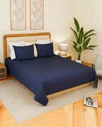 Navy Blue Premium King Size Bedsheet 300 Thread Count Cotton Double Bedsheet Set