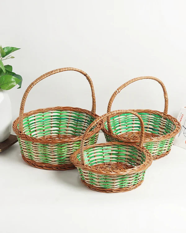 Handmade Wicker Fruit Basket in Pyala Shape for Gifting and Kitchen Storage