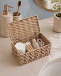 Handwoven Storage Box with Lid for Wardrobe & Bathroom Storage