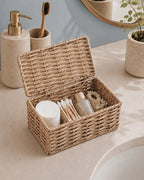 Handwoven Storage Box with Lid for Wardrobe & Bathroom Storage