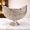 Brass Silver Plated Decorative Basket with Peacock Design (10 Inch) Vedansh Craft