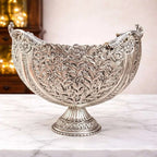 Brass Silver Plated Decorative Basket with Peacock Design (10 Inch) Vedansh Craft
