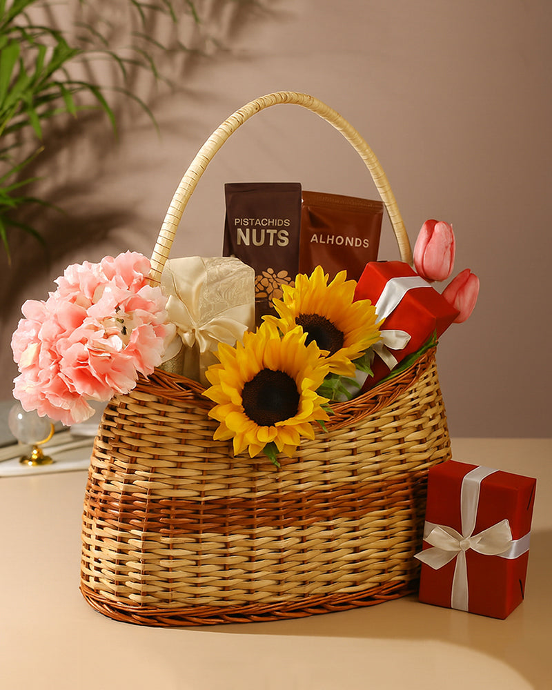 Handwoven Wicker Fruit Basket & Storage Organizer for Kitchen & Home Use